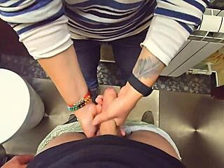 Stranger cums in my panties again during toilet quickie at the restaurant.