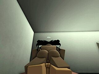 Intensely fucking my wife deep inside her big ass during wild roblox session