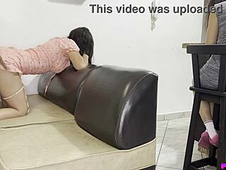 in this amateur anal scene, the Indonesian stepdaughter enjoys her stepdad's massage and stays still as he bends her over for doggystyle assfucking with his big cock