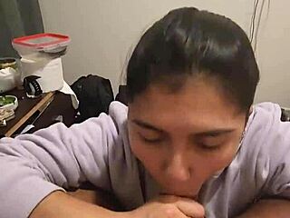 Why does my girlfriend keep sucking my cock in this quick provocative blowjob?