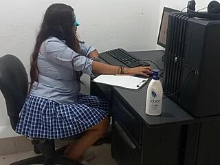 18-Year-Old Student in Computer Class Dressed Lightly Due to Warmth
