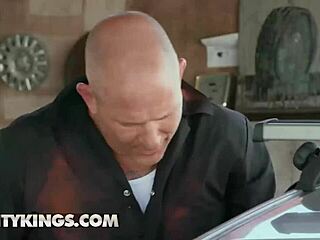 August Skye Spots Hot Mechanic In Garage For Blowjob And Doggystyle