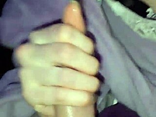 Cock jerking milf with big pussy lips licks up every drop from husband in homemade video