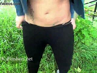 Why does sexy Ashley Rider flash perky tits with voyeur babes in public?