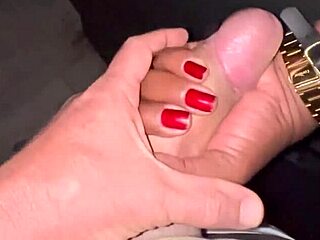 latina wife at gloryhole rubs big cock on her pussy without condom for creampie orgasm