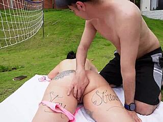 A horny milf turns me on and I fuck her outdoors.