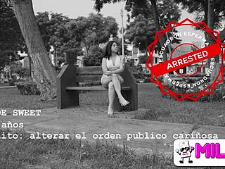 Bent over blowjob from street teen leads to outdoor doggystyle fucking with police quickie