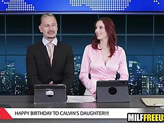 hot milfs subtly freeused during news broadcast with blowjob and doggystyle hints