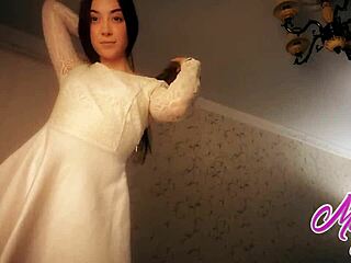 Can this sweet babe in white really enjoy himself with such teasing fingering and orgasm?