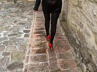 Preview shows beautiful long legs in pantyhose and high heels