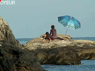 Blonde milf rides cowgirl on beach. Passionate hardcore sex follows nude photoshoot.