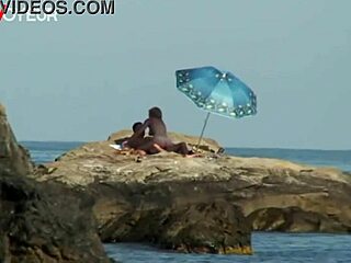 Blonde milf rides cowgirl on beach. Passionate hardcore sex follows nude photoshoot.