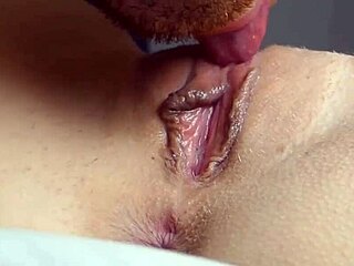 Mokrá kunda ližaná zblízka