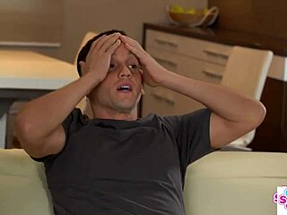 Horny brunettes Tiffany Tatum and Simon Kitty with big tits lick and devour stepbro's huge cock