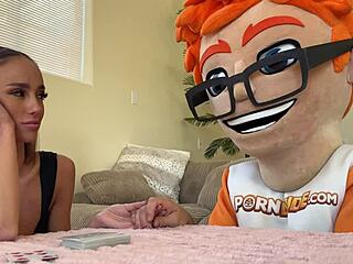 Brunette mystic Christina gives those magic crystal balls a hot tongue buffing at PornDudeCasting