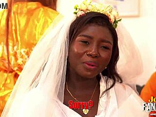 No wedding today with ebony bride in doggystyle orgy and group action among friends.