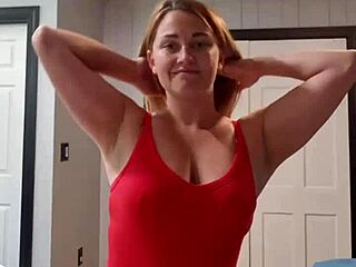 housewife teases with slow striptease to rhythmic music