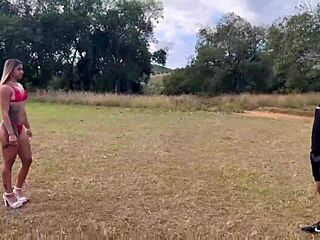 hey check out this married woman playing ball naked in the field giving her ass and staying nude on the soccer field