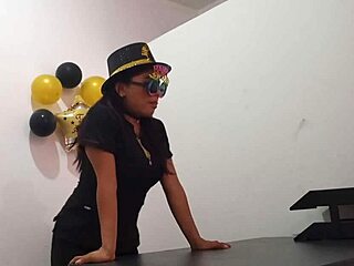 cute latina slut gets bored in office and uses butt plug for arousal at work