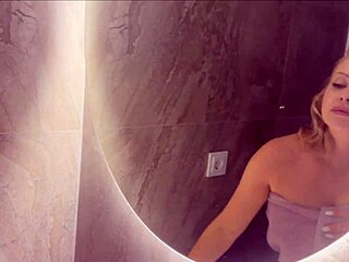 beauty girl gets intense doggystyle fuck in bathroom mirror until she cums hard