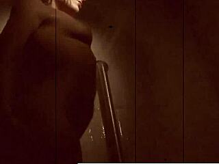 Blonde babe Dahlia gets naughty masturbating in steamy shower solo session