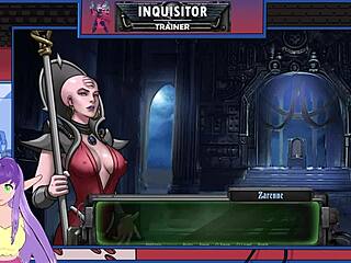 Warhammer 40k Inquisitor Trainer part 22 features brunette bodybuilder in rough sex game with big tits and muscular orgasm