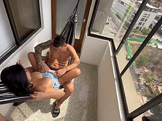 Colombian Alejandra Gets Roughly Fucked On Balcony Of Mother-In-Law's House With Huge Facial Cumshot