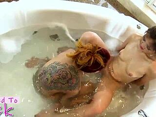 Licensed To Lick - Kimberly Chi And Nyomi Star In Steamy Lesbian Bathtub Kissing!