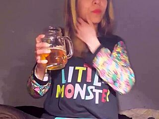 Bonneyuwu in bed uses dildo for cute Latina teen solo masturbation with panties