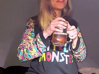 Bonneyuwu in bed uses dildo for cute Latina teen solo masturbation with panties