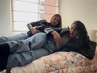 Two Slutty Lesbians Fuck in Leather Jackets and Boots with Pussy Licking