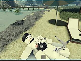 I got fucked rough on the beach by this Roblox girl with her tight pussy