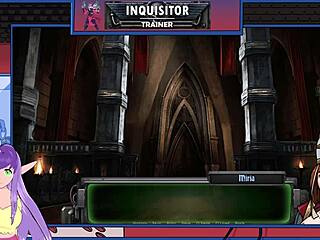 Warhammer 40k Inquisitor Trainer part 22 features brunette bodybuilder in rough sex game with big tits and muscular orgasm