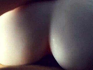 enjoyed intense doggy style session with tight sexy ass leading to creampie. huge cock filled her up completely in bedroom.