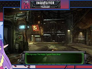 Warhammer 40k Inquisitor Trainer part 22 features brunette bodybuilder in rough sex game with big tits and muscular orgasm