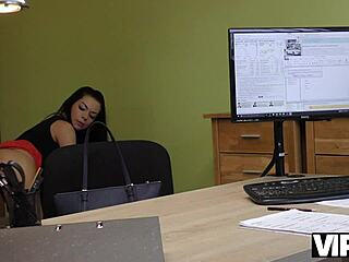 VIP4K! Unemployed Brunette Has No Choice But to Strip for Cash!