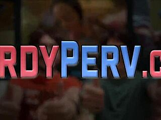 Big tit slut swallows nerds dick