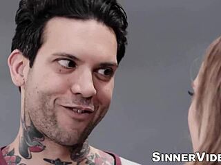 Tattooed Small 18+ Babe Aj Applegate Licks Pussy And Gets Missionary Fucked