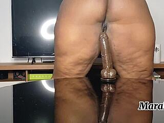 bbw hotmilf riding her big black monster dildo full video on red mara exotic