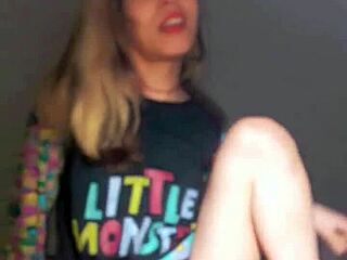 Bonneyuwu in bed uses dildo for cute Latina teen solo masturbation with panties