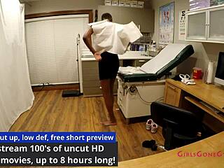 SOCCER STARS SPORTS PHYSICAL WITH BRUNETTE NURSE JEWEL IN LATEX GLOVES FETISH!