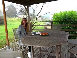 Jessie, you naughty skinny blonde milf, loves getting into that hot MMF 3some action with French guys.