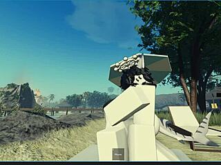 I got fucked rough on the beach by this Roblox girl with her tight pussy