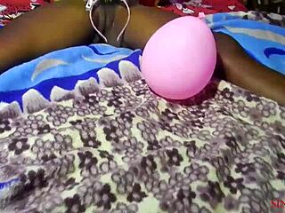 Presenting wet pussy as christmas surprise to ex boyfriend for hard fucking