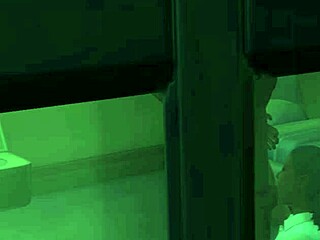 Caught this voyeur scene of inmate watching ebony deepthroat blowjob on lucky old dwarf cock