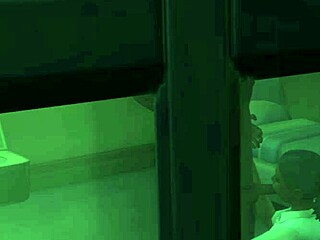 Caught this voyeur scene of inmate watching ebony deepthroat blowjob on lucky old dwarf cock