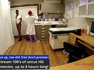 SOCCER STARS SPORTS PHYSICAL WITH BRUNETTE NURSE JEWEL IN LATEX GLOVES FETISH!