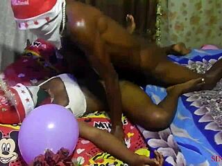 Presenting wet pussy as christmas surprise to ex boyfriend for hard fucking