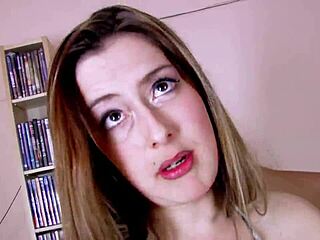 busty brunette bent over desk for homemade anal fucking with big tits bouncing