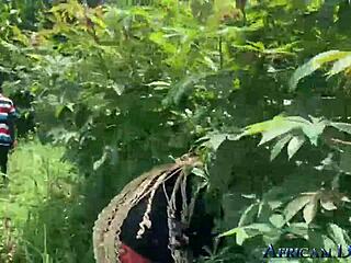 behind the scenes outdoor production with ebony curvy model and big black cock